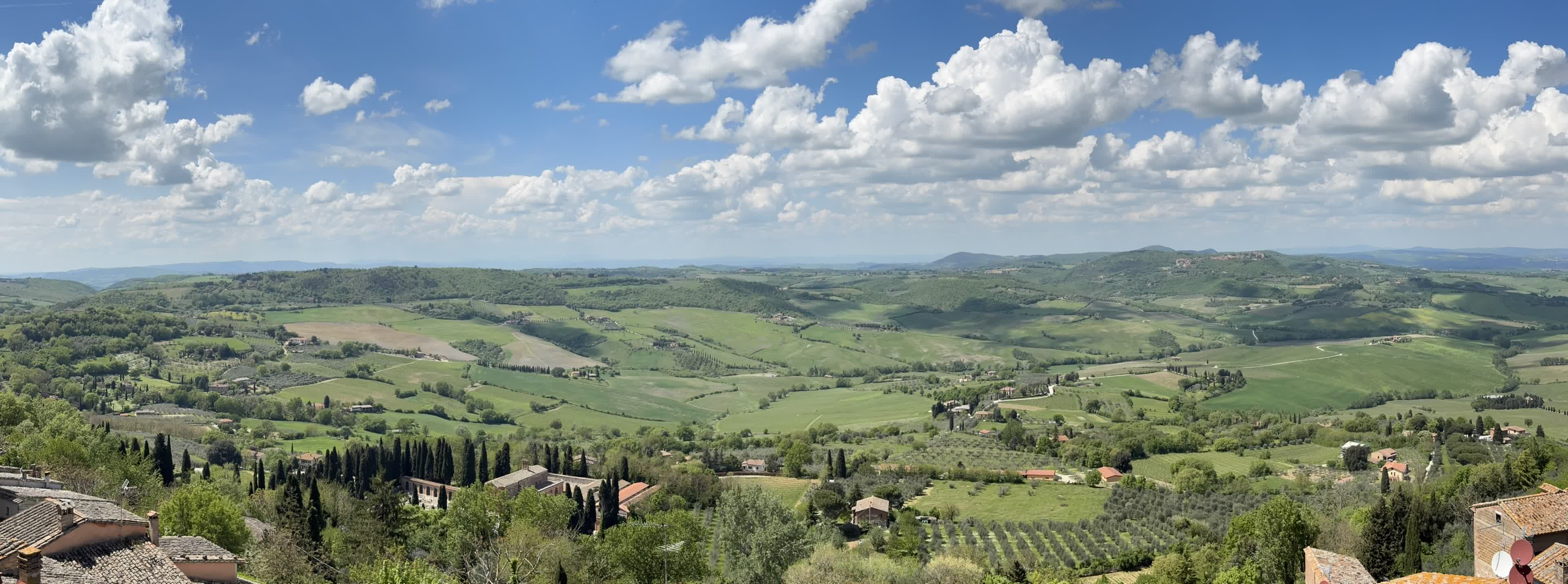 a panorama of the Tuscan countryside taken from Montepulciano
